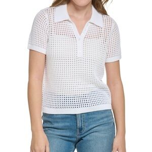 Calvin Klein Jeans Cotton open-stitch polo sweater Small